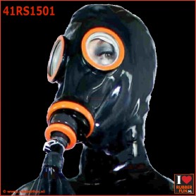 Deluxe gas mask rebreather system with open face hood set and rebreather bag.