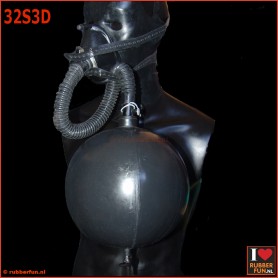 Deluxe anaesthesia mask set 3 with hose, bag and double air flow controller - rubberfun.nl [art.no. 32S3D]