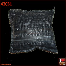 Cushion - eco - recycled rubber - bicycle tyre - straight stitch - rubberfun.nl [art.no. 43CB1]
