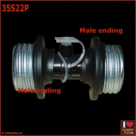 Gas mask / Gas mask hose connector - straight - Male to Male vice versa,  with airplug