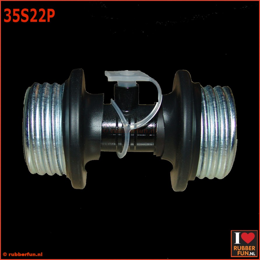 Gas mask / Gas mask hose connector - straight - Male to Male vice versa,  with airplug