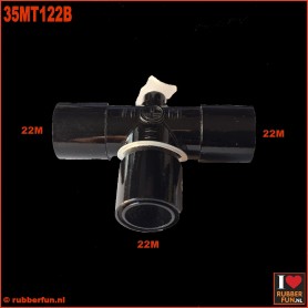 Medical connector - T-type - 22M-22F-22M - black