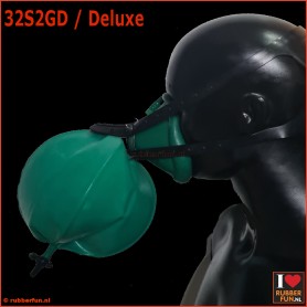 Deluxe anesthesia mask - set 2GD (mask, straps + re-breather bag with airflow controller) - med. green