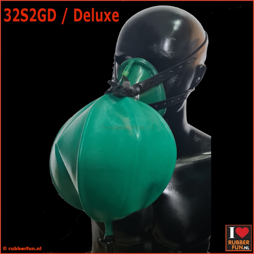 Deluxe anesthesia mask - set 2GD (mask, straps + re-breather bag with airflow controller) - med. green