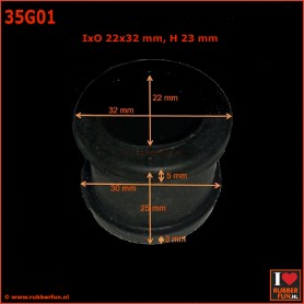 Adapter - straight - IDxOD 22x32 mm , length 23 mm - rubberfun.nl - art.no. 35G01