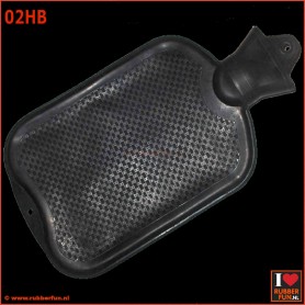 Hot water bottle - black rubber - rubberfun.nl - art.no. 02HB