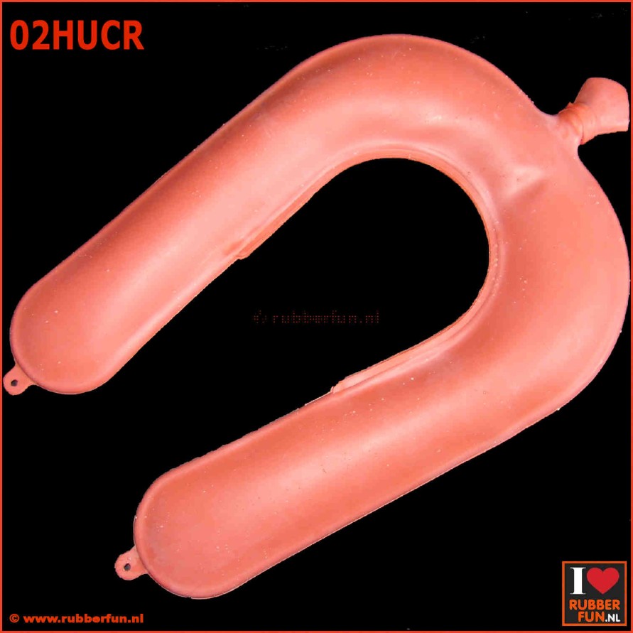 Red rubber hot water bottle - U-shape - clinical red - art.no 02HUCR - rubberfun.nl