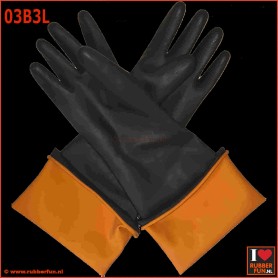 Heavy duty unlined black rubber gloves - 55 cm - art.no. 03B3L - rubberfun.nl