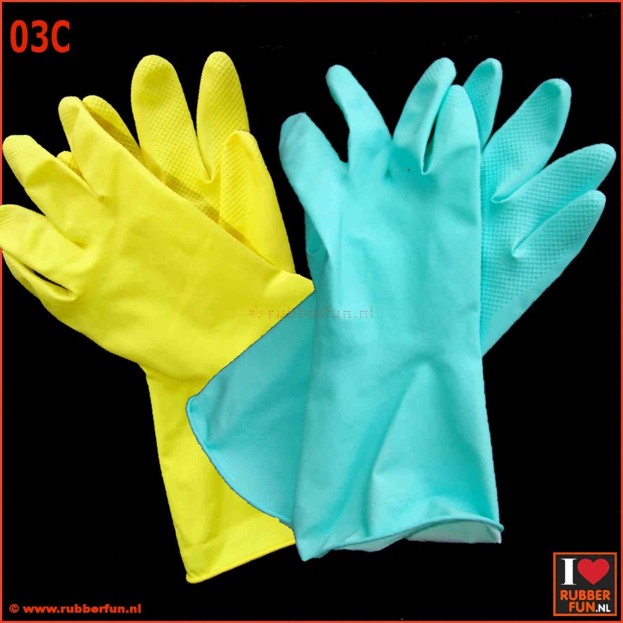 Household gloves. Green and Yellow.