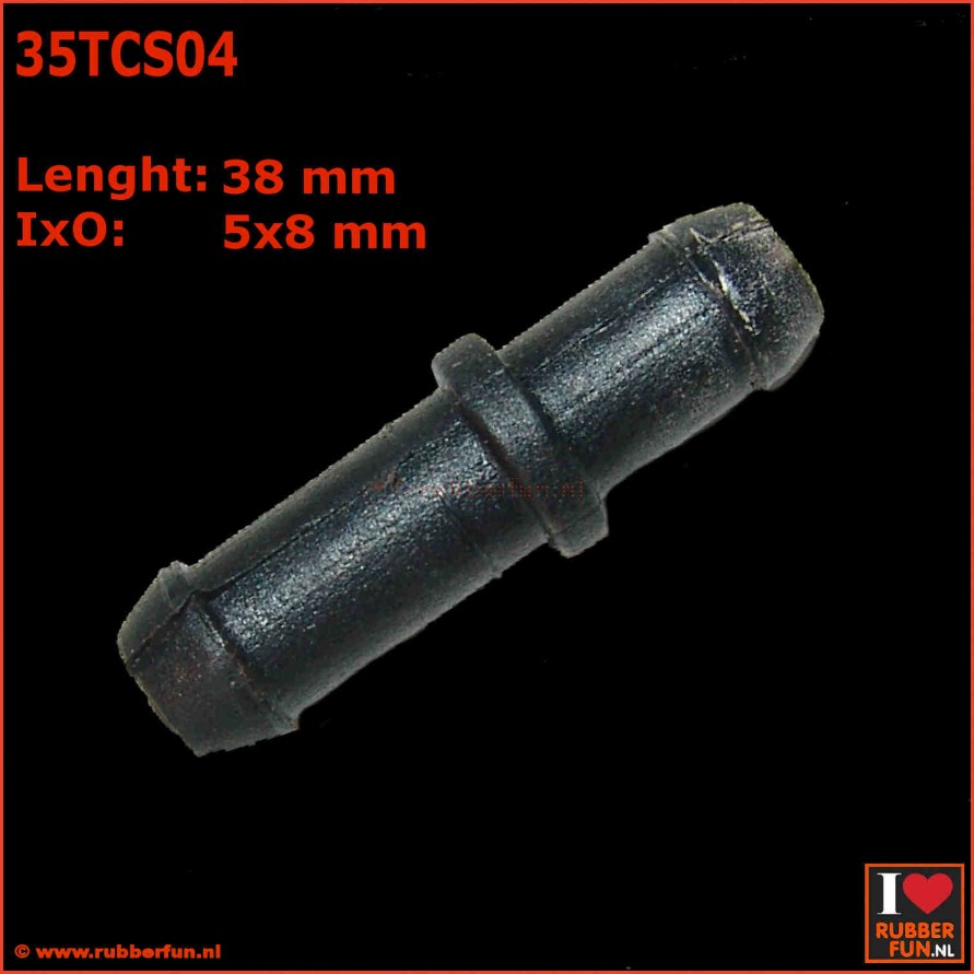 Connector - straight - IxO 5.0 x 8.0 mm - L 3.8 cm - black