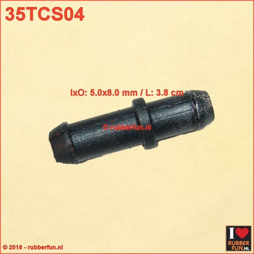 35TCS04 - Tube connector - straight - IxO 5.0 x 8.0 mm - L 3.8 cm - black