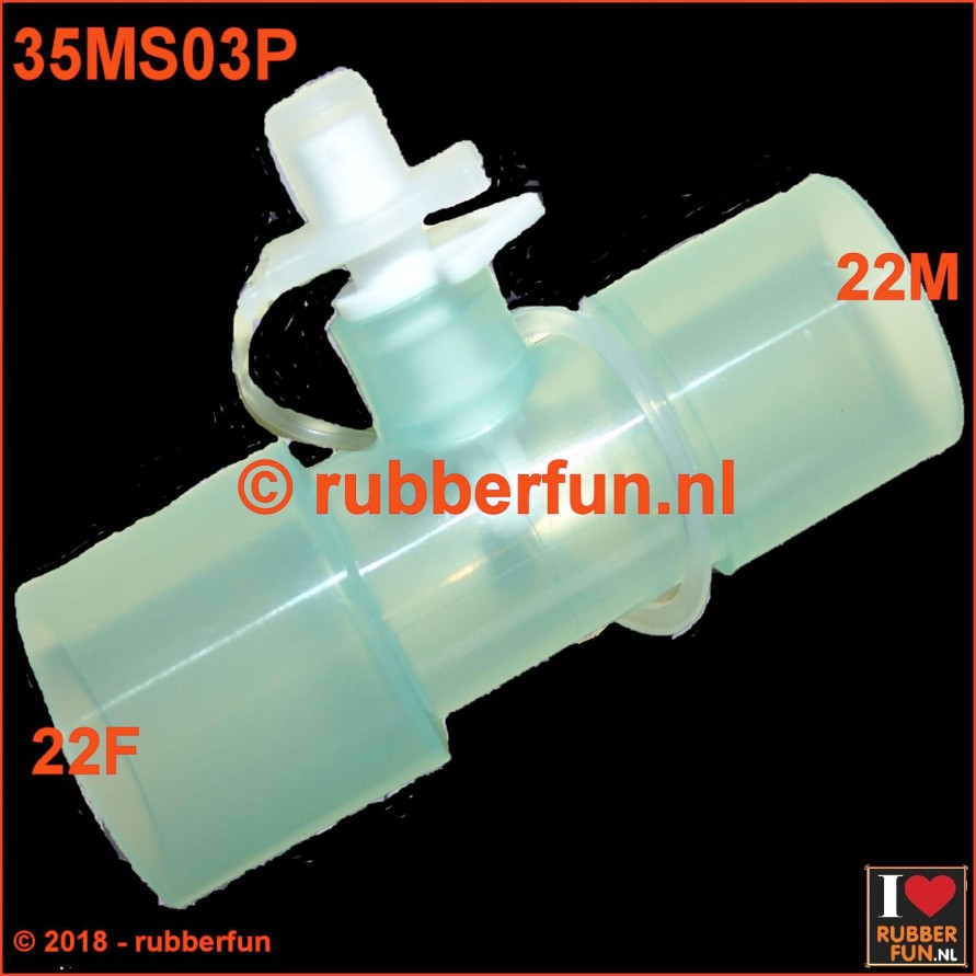 35MS03P - Medical connector - straight - with air flow plug - 22F-22M