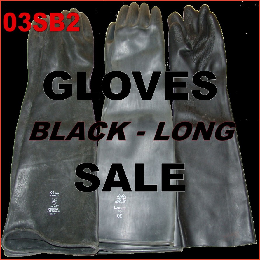 SALE - Rubber gloves - black - long  (40+ cm) 