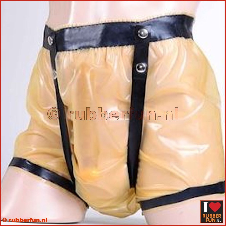 Rubber diaper pants with crotch straps