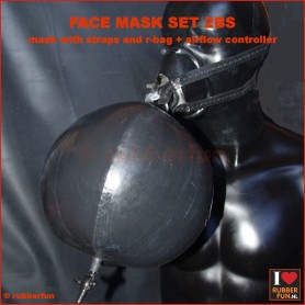Deluxe anaesthesia mask set 2B (mask+harness+bag+controller) - black + med. green - rubberfun.nl [art.no. 32S2BD]