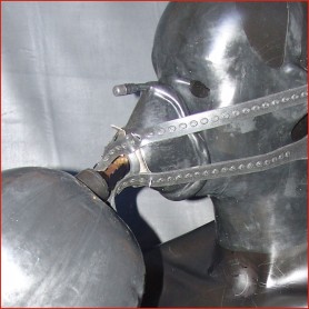 Deluxe anaesthesia mask set 2B (mask+harness+bag+controller) - black + med. green - rubberfun.nl [art.no. 32S2BD]