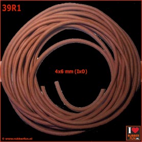 Rubber tubing - natural red rubber - roll 10 meters - 5 diameters