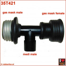 T- connector medical 22F to male gas mask and female gas mask