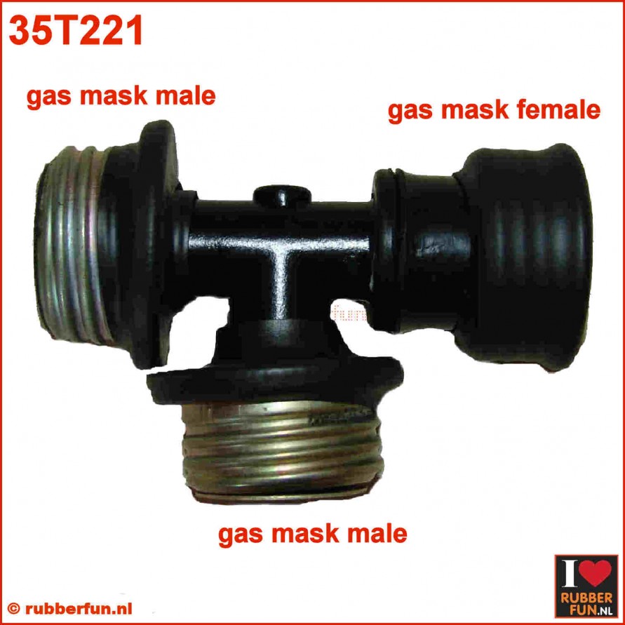 T- connector male gas mask to male and female gas mask