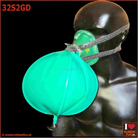 Deluxe anesthesia mask - set 2GD (mask, straps + re-breather bag with airflow controller) - med. green